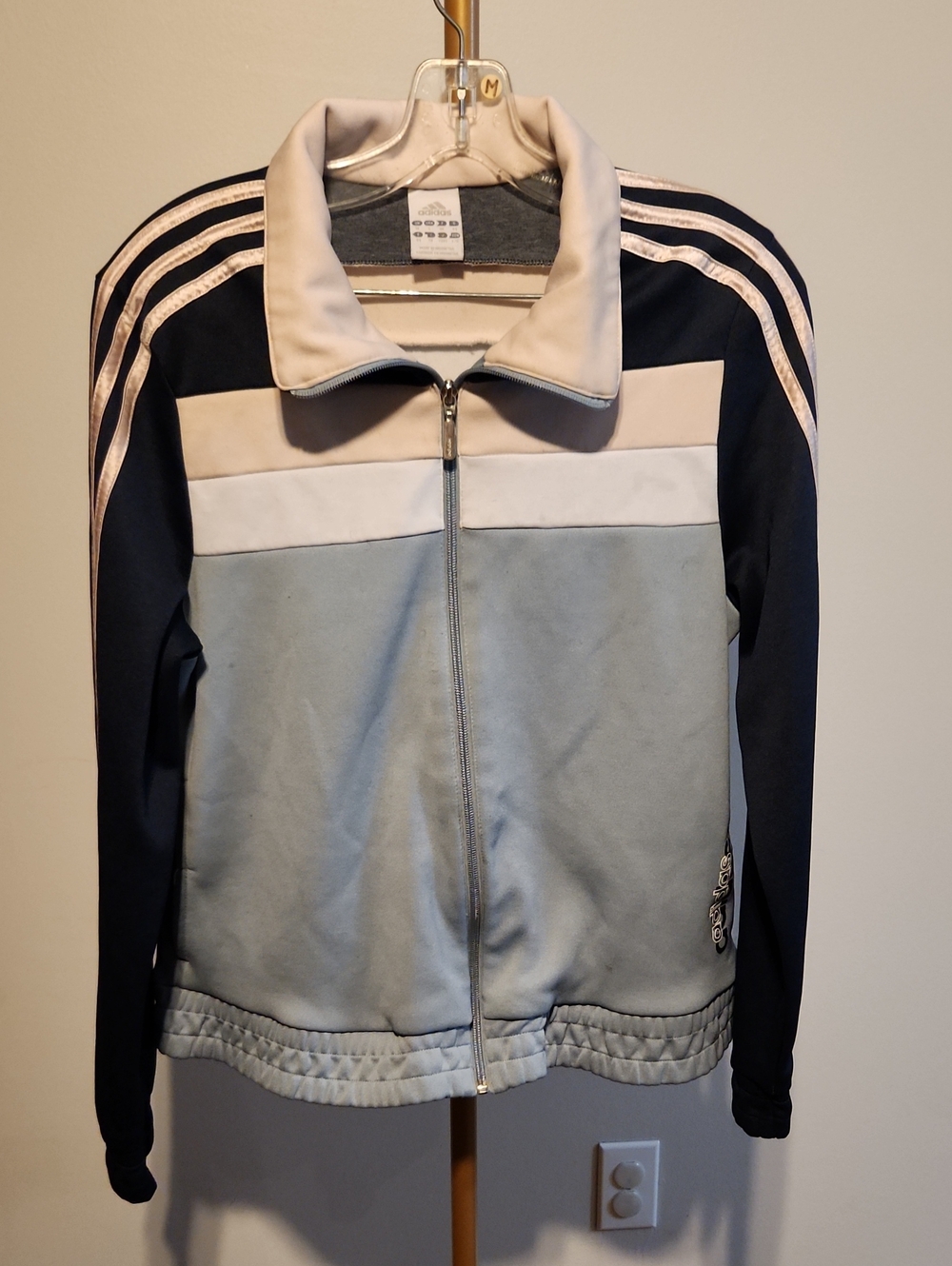 adidas Light Blue and Navy Athletic Track Jacket